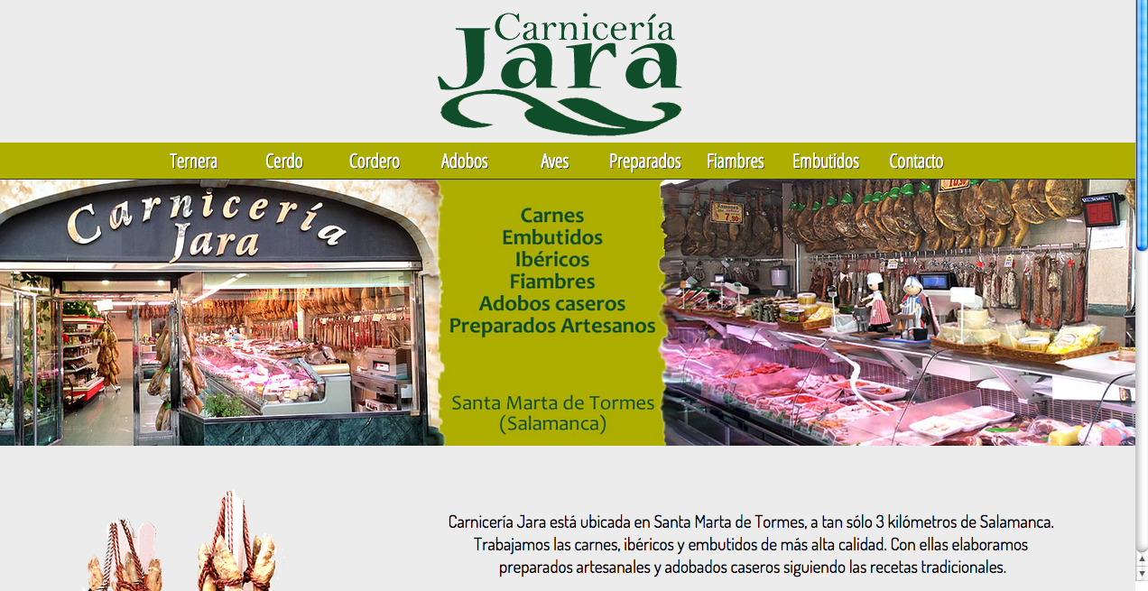 Web de la carnicería Jara de Salamanca